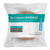 Aero Healthcare AEROBAN Tan Cohesive Bandage 2.5cm x 4.5M Wrap/12